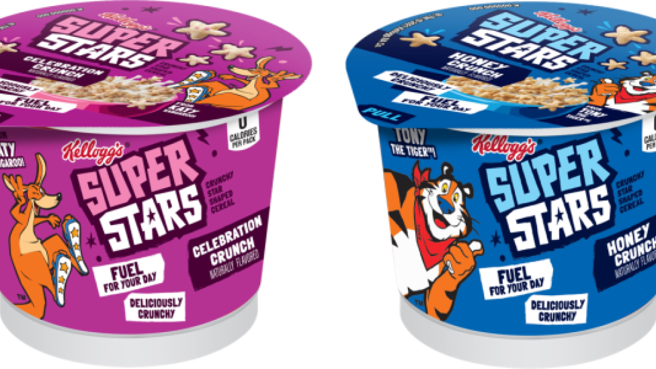 Four packages of the Kellogg’s® Super Stars™ cereal