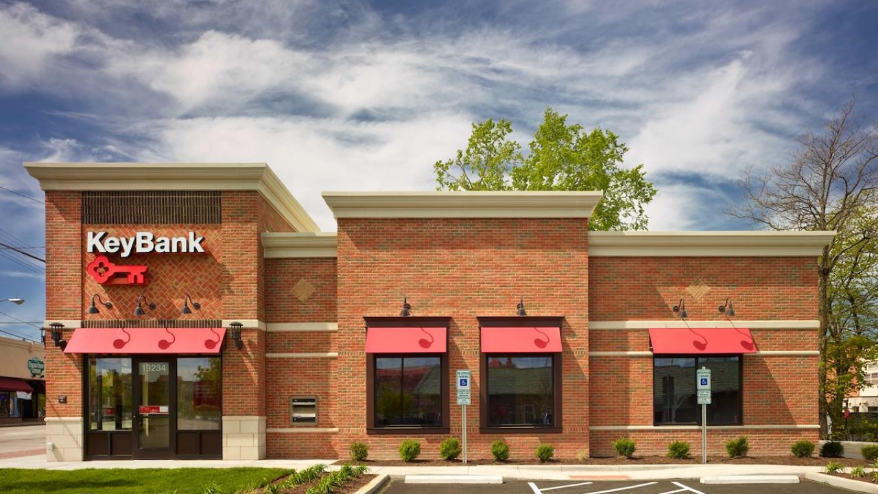 KeyBank branch rendering showing exterior of the branch.