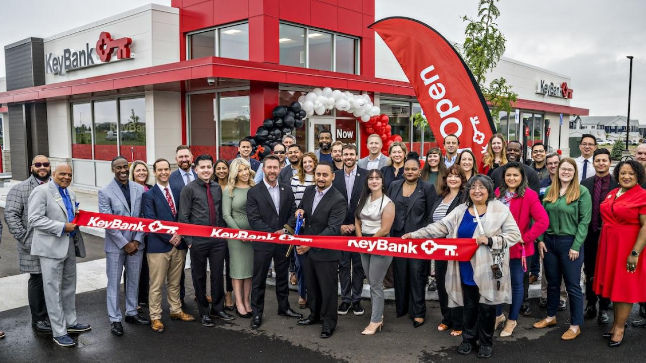 KeyBank leaders shown opening a new branch in Denver, Colorado.