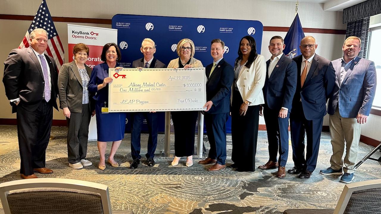 KeyBank and Albany Medical Center associates shown with a $1 Million grant check.