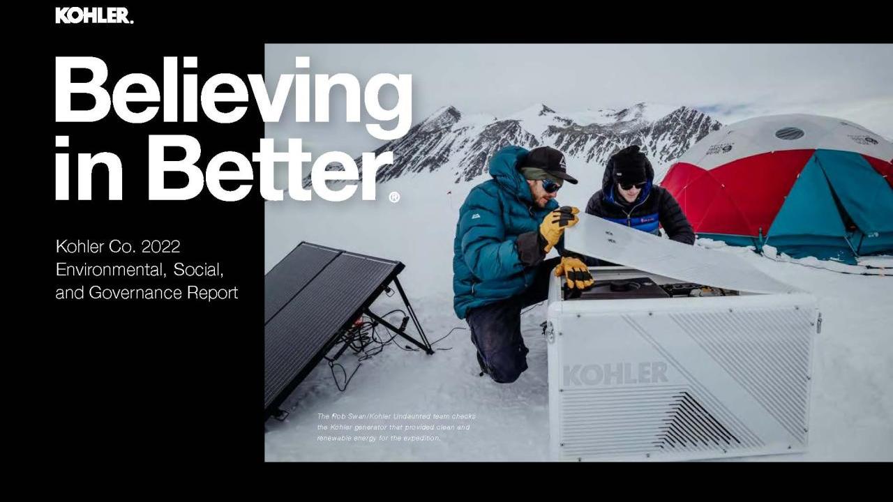 Kohler ESG report cover