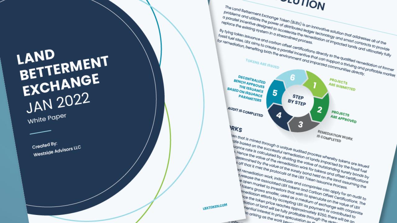 "Land Betterment Exchange 2022" with pages from the report