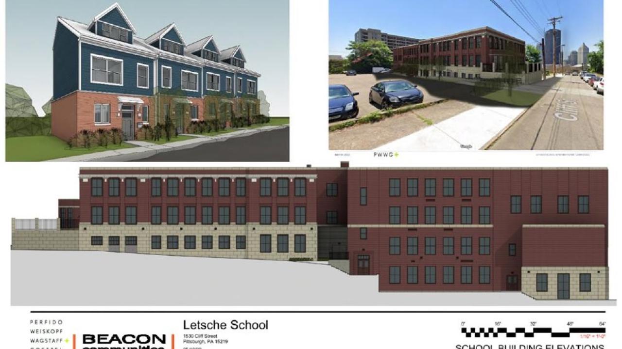 Beacon Communities Letsche School development. Renderings of the development.