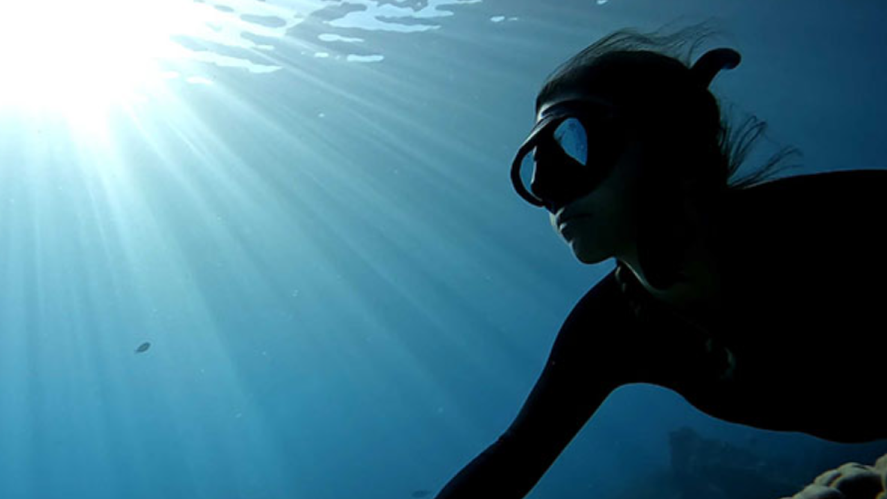 Person snorkeling under water