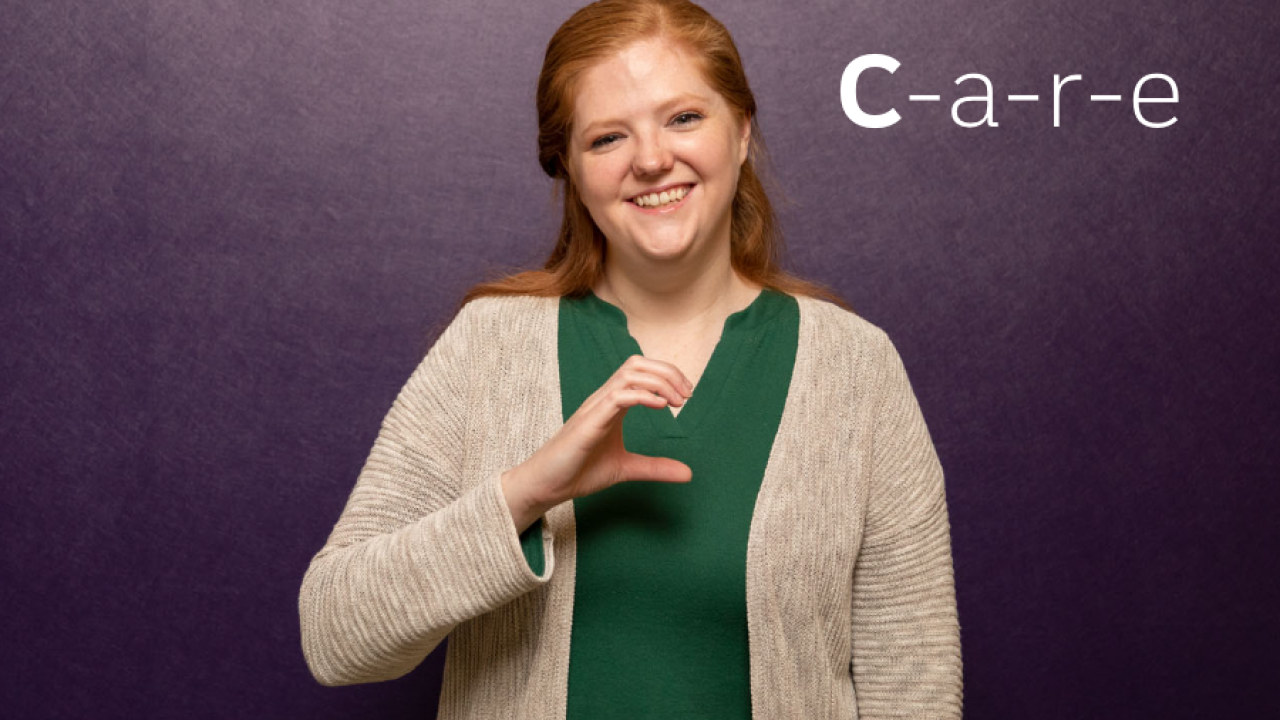 Lindsey Chambers using American Sign Language