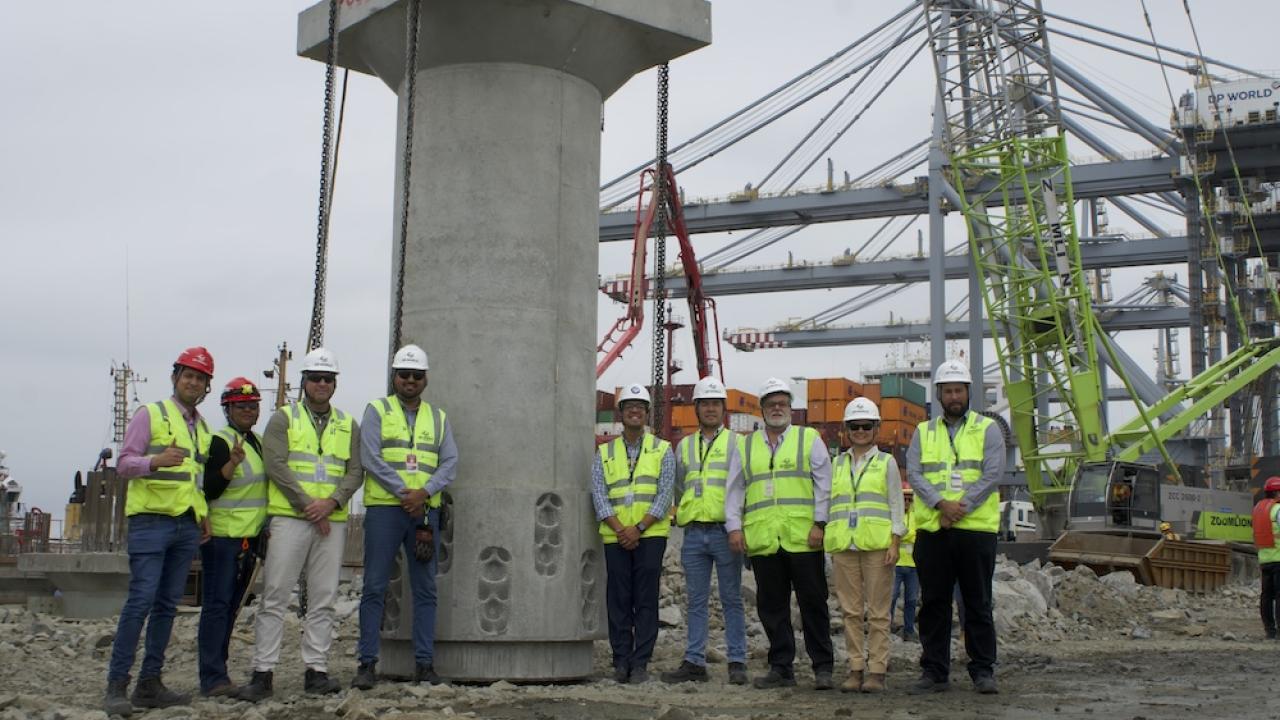 Group standing next to Living Seawall as it's built