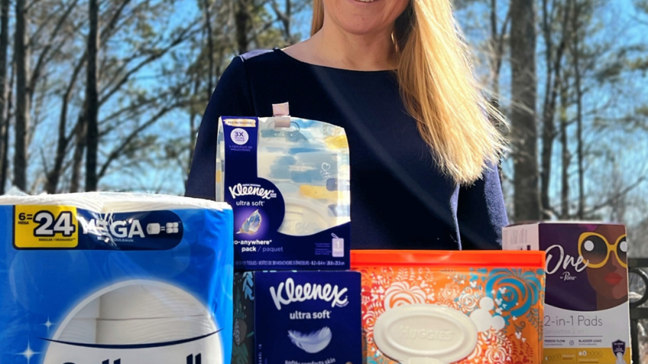 Lori Shaffer with Kimberly-Clark products