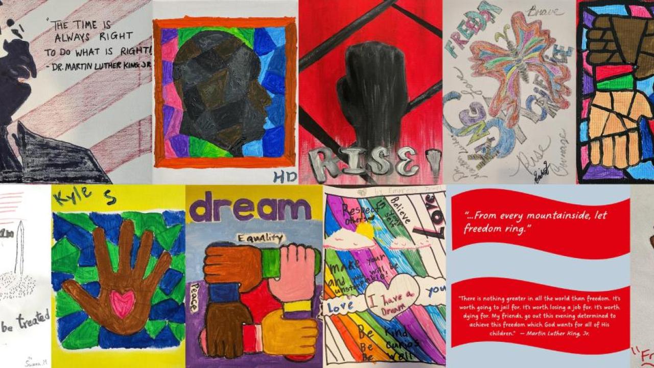 Collage of art in honor of Dr. Martin Luther King Jr.