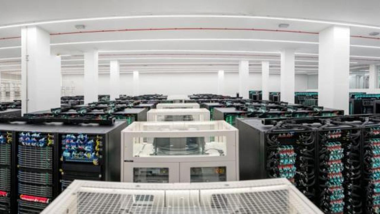 A room full of large computer servers.