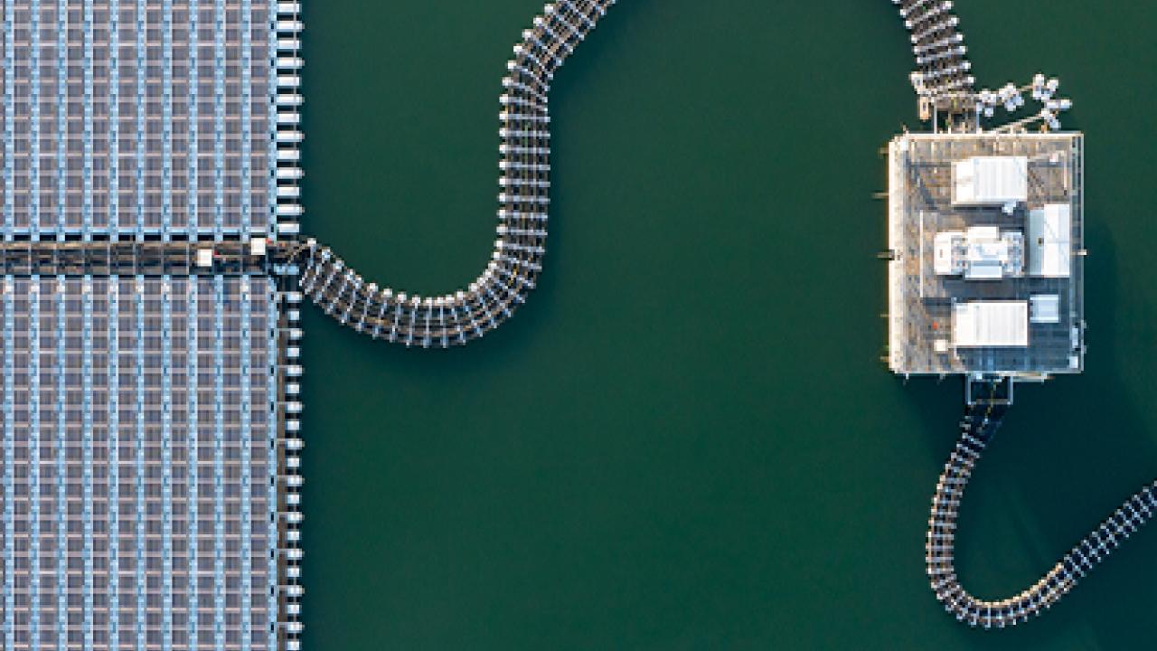 Overhead shot of a pier.