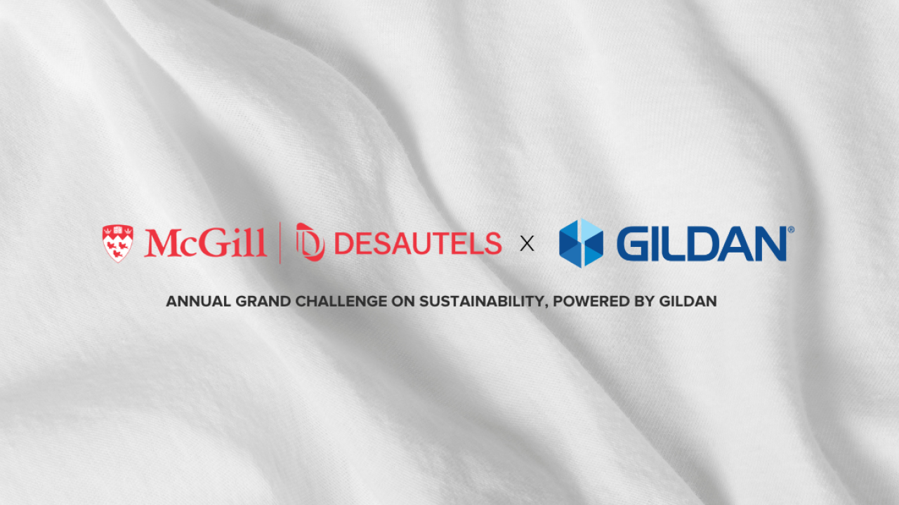 McGill and Gildan logo on white fabric background