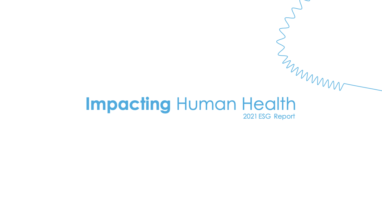 "Impacting Human Health 2021 ESG Report" with Moderna logo