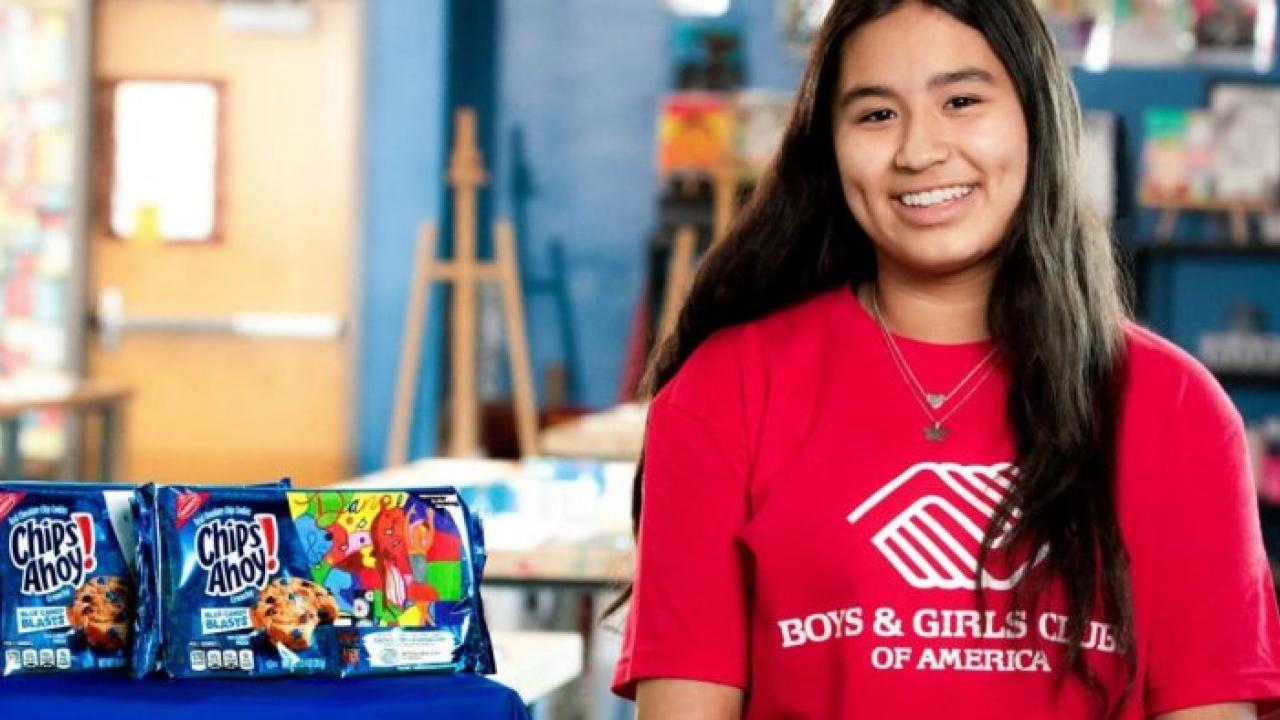 Girl with Boys & Girls Clubs of America limited edition Chips Ahoy! cookie packaging 