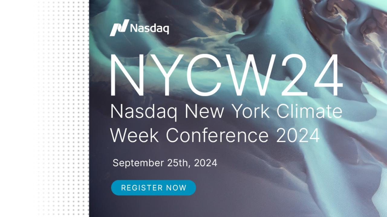 "NYCW24 Nasdaq New York Climate Week Conference 2024" September 25th 2024."