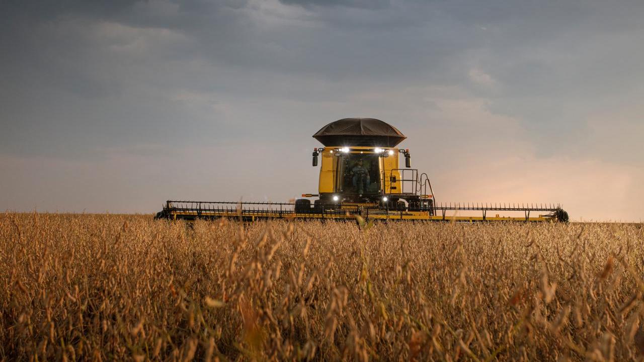 Harvester in field