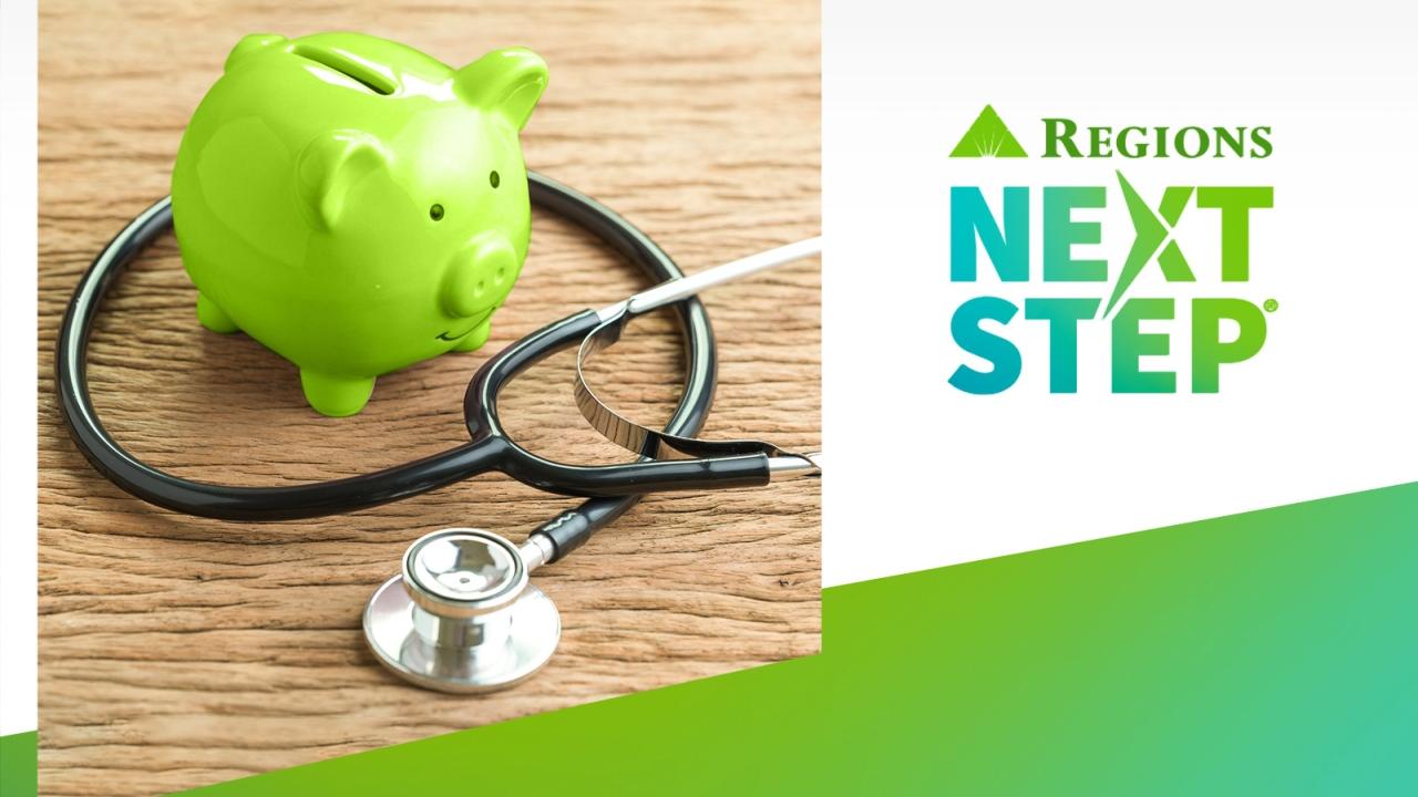 Regions Next Step text with green piggy bank