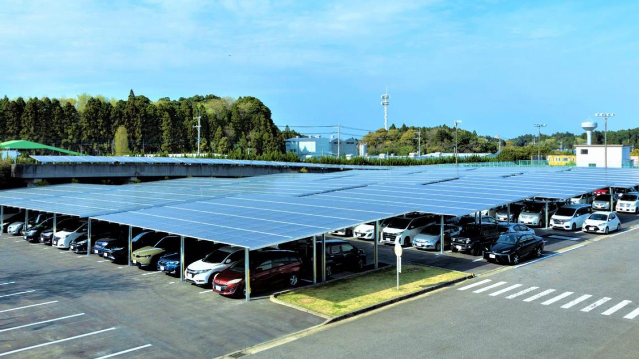 solar panels above parking lot 