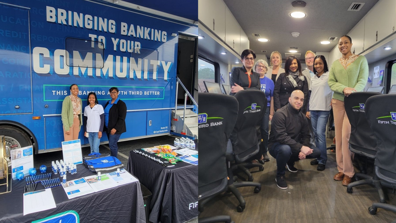 collage of two images of people at the Norcross eBus event 