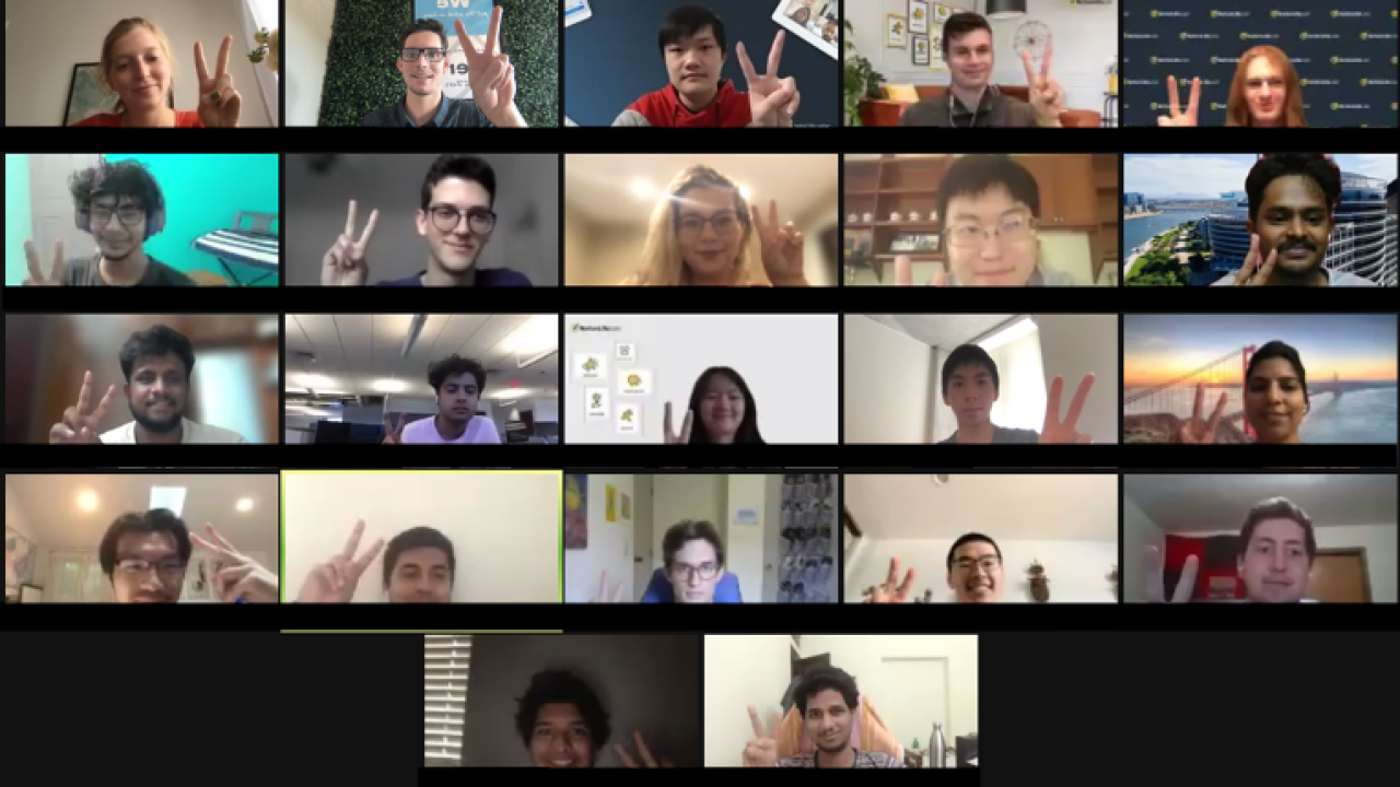 Zoom meeting featuring various volunteers on webcam for a virtual volunteer event