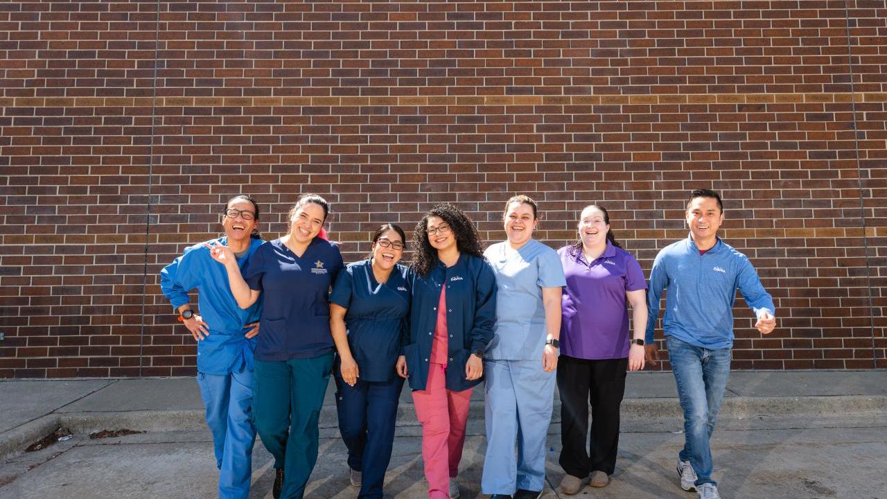 Group photo of seven nurses
