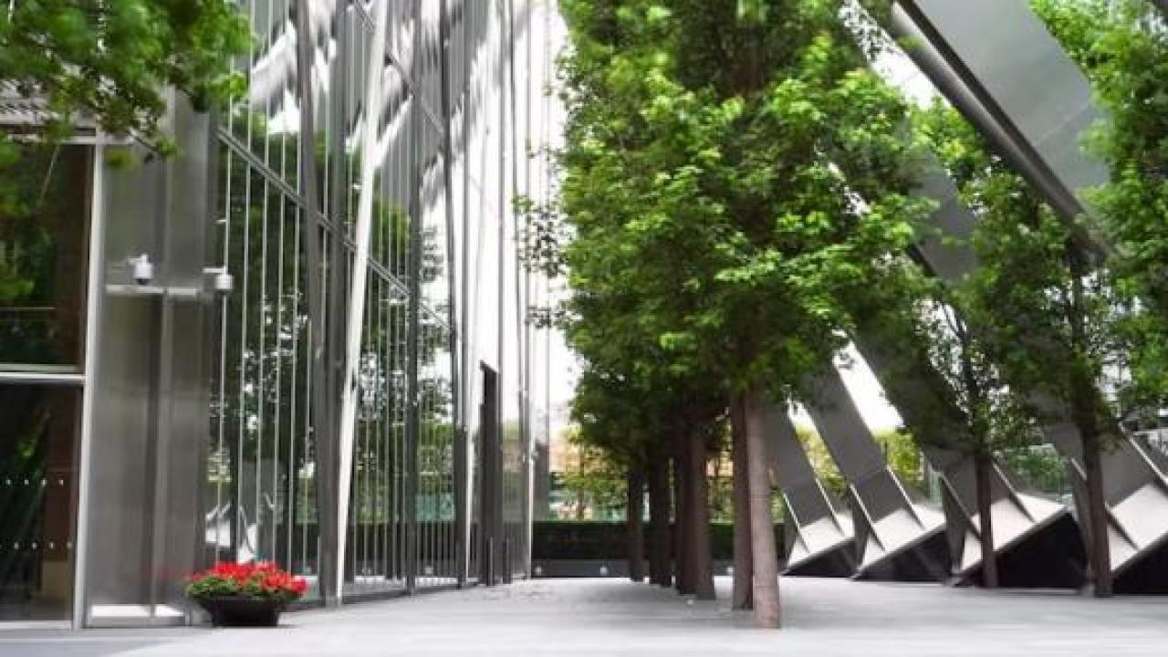 exterior of a glass office building