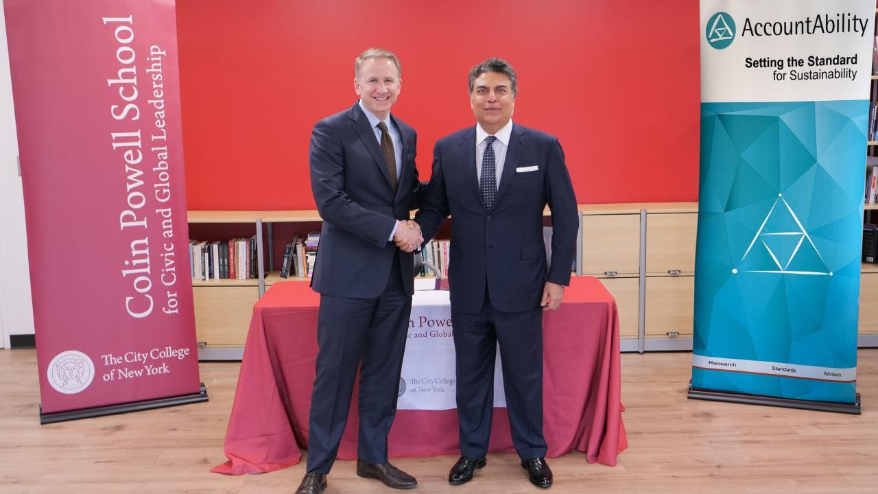 Dr. Andrew Rich, Dean of the Colin Powell School for Civic and Global Leadership at The City College of New York (CCNY) with Mr. Sunil A. (Sunny) Misser (right), Chief Executive Officer of AccountAbility.