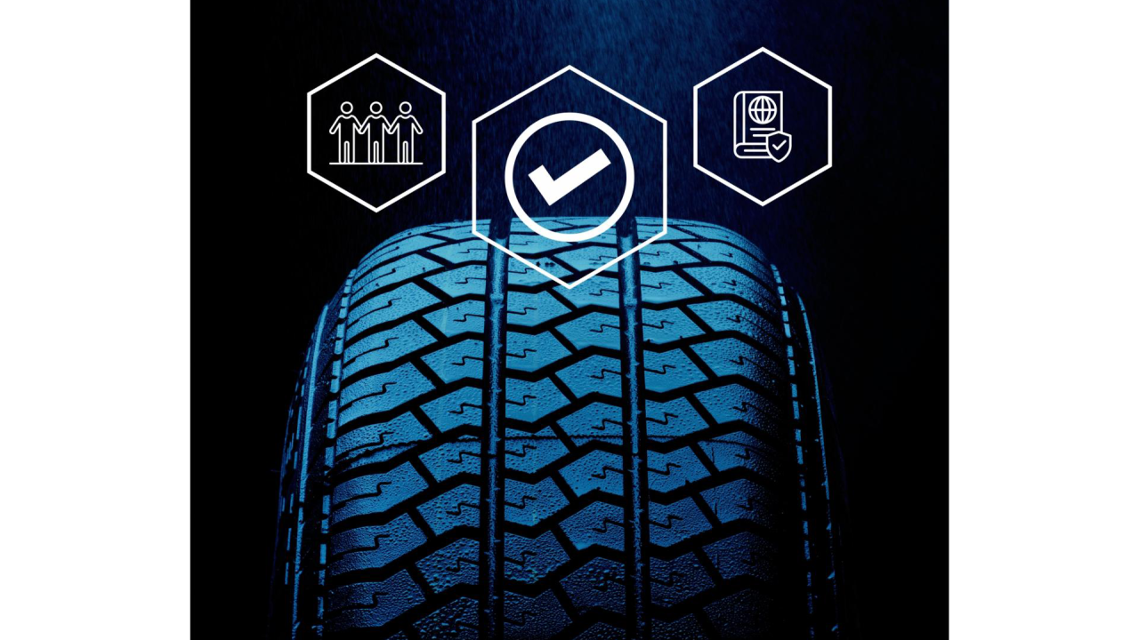Tire with icons of collaboration partners and the PCR publication 