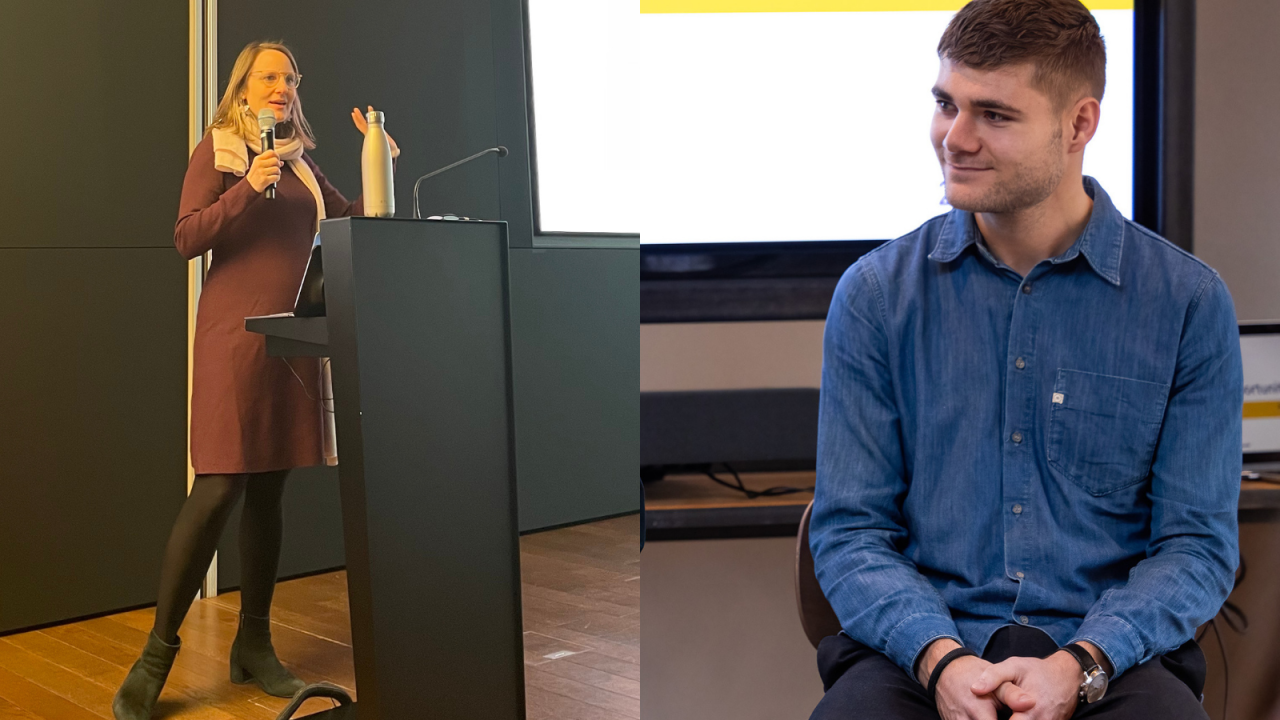 Elisabeth von Reitzenstein and Quinten Geleijnse presenting on PEFCR.