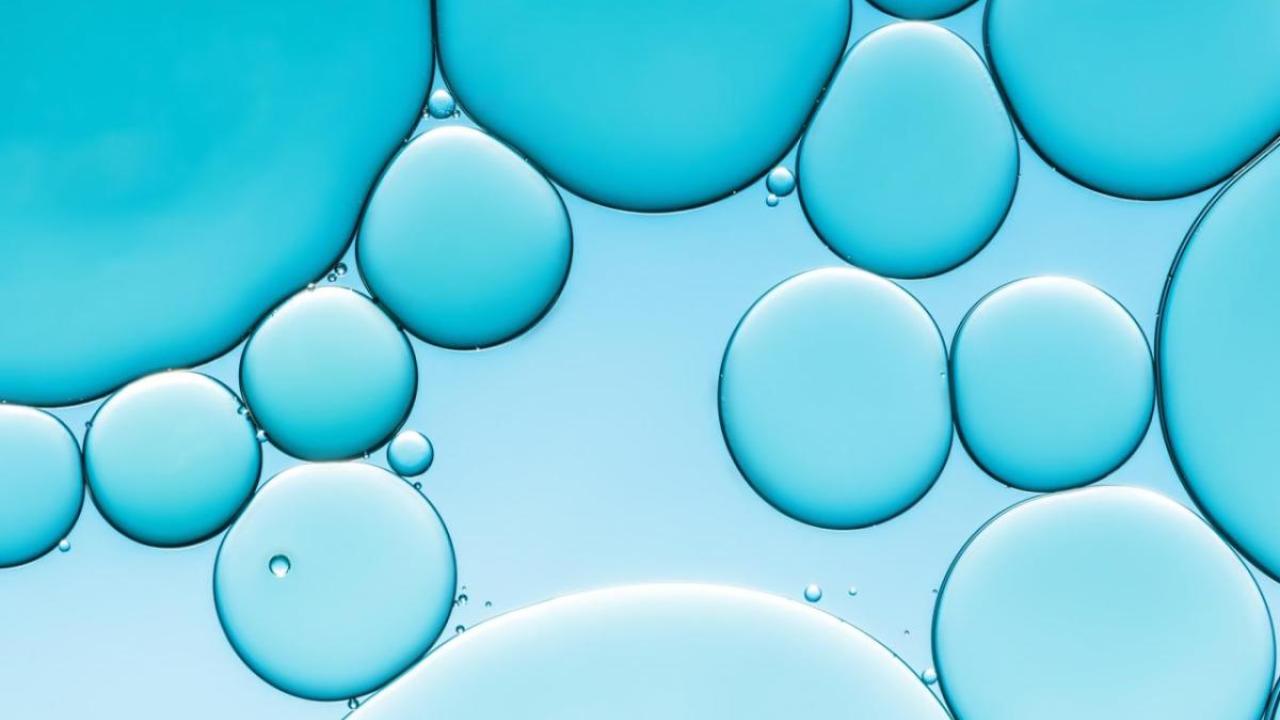 Blue water bubbles