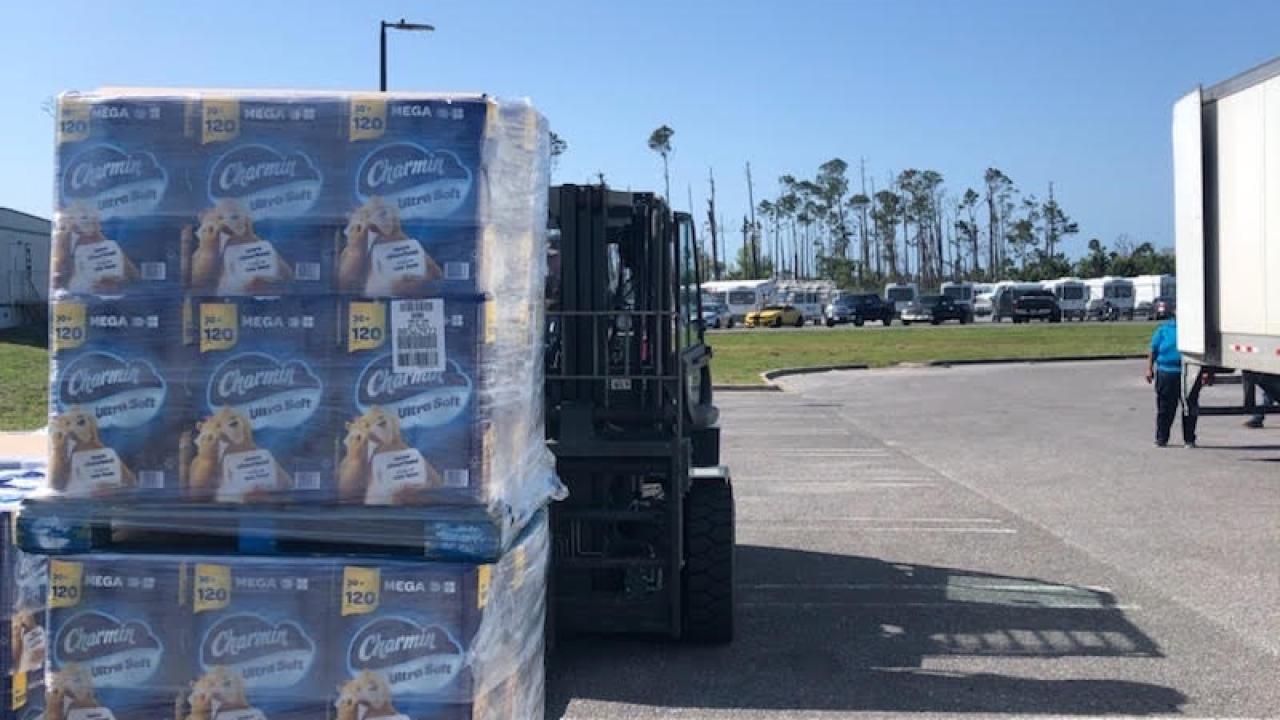 Pallets of Charmin toilet paper