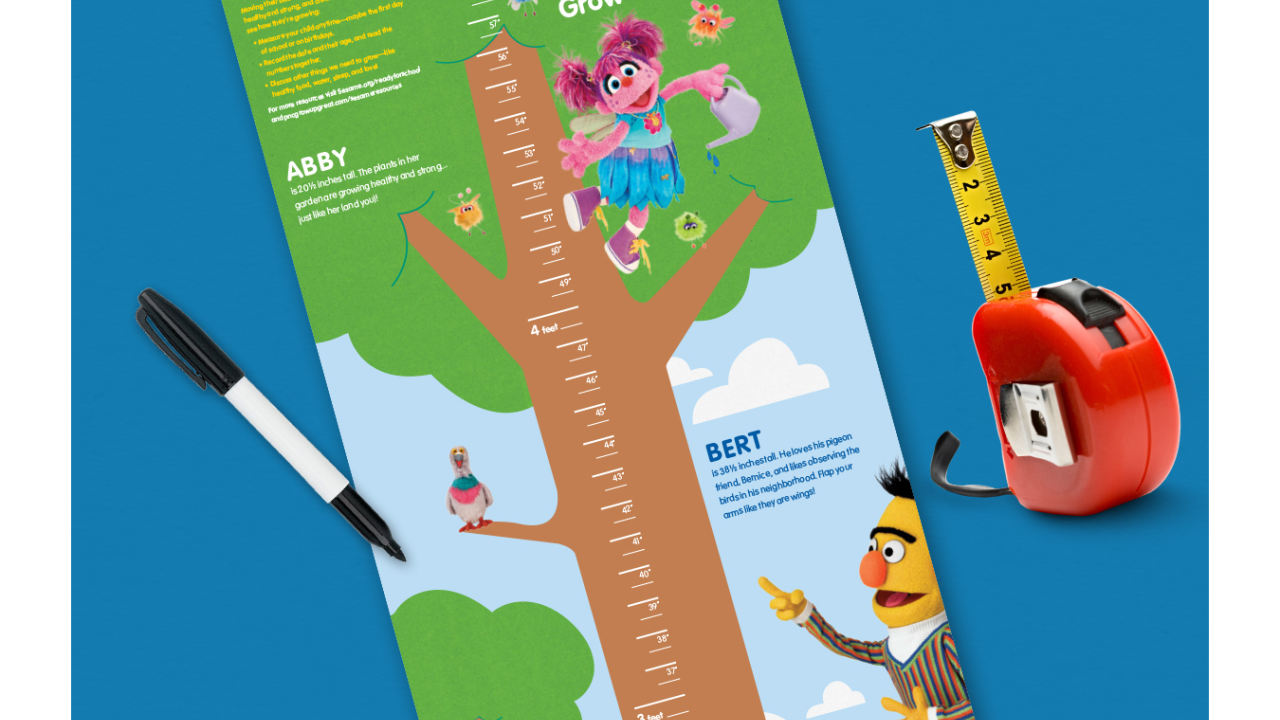 Height chart with Sesame Street characters