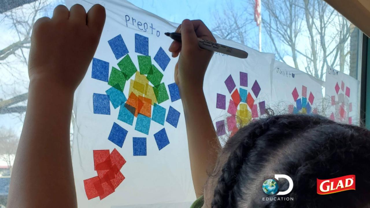Child creating an art project
