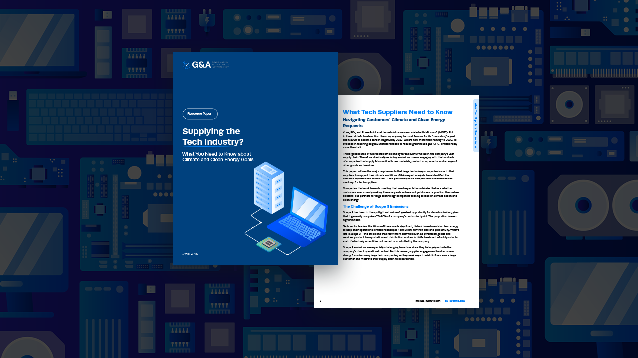 G&A Resource Paper to Help Tech Suppliers Meet Customer Climate Requests