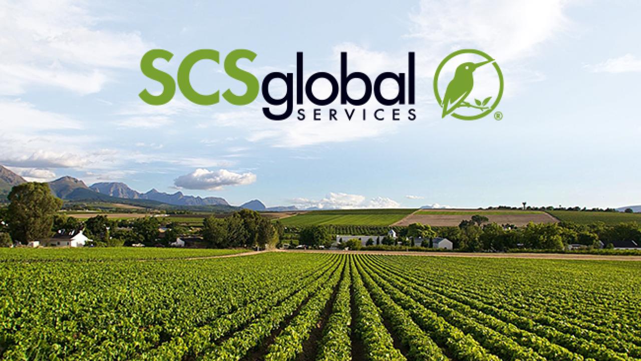 SCS Global Services logo over image of field