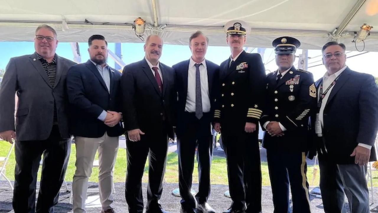 Speakers (l-r): Tom Kelly, USN, IBEW National Chairman, Mike Butler, Jack Bridges, Karl Wintermeyer, Alex Arroyo and Tim Gonzales