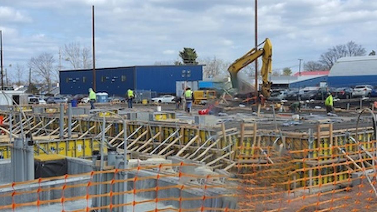 Photo of a substation under construction.