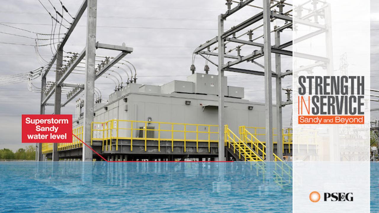Strength in Service: Sandy and Beyond. Illustration shows where the floodwater were on a PSEG power station during Hurricane Sandy.