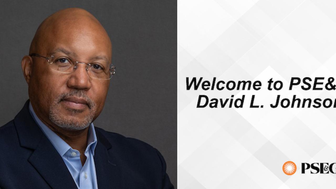 Photo of David L. Johnson; Welcome to PSE&G David L. Johnson.