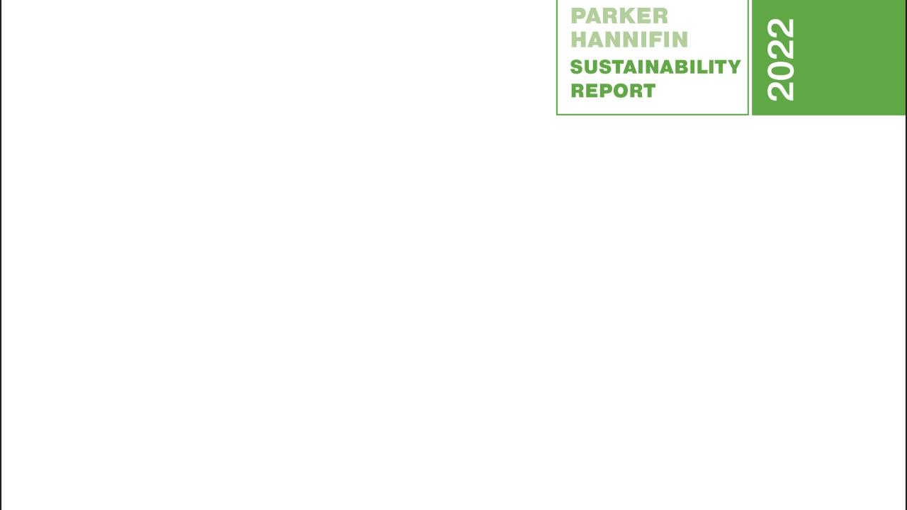 Cover of Parker Hannifin's 2022 Sustainability Report