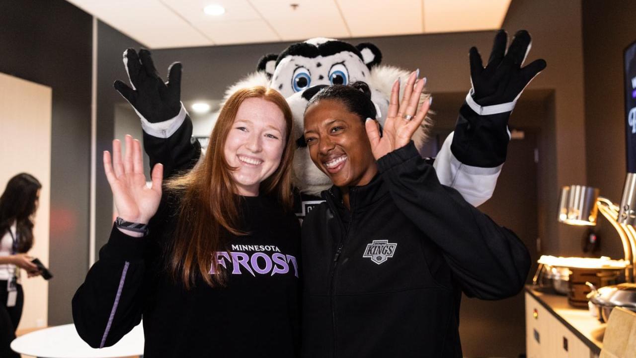 Minnesota Frost forward Dominique Petrie and LA Kings NHL Scout Blake Bolden