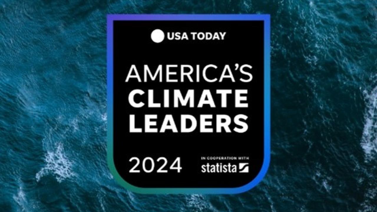 America's Climate Leaders 2024 badge on top of image of ocean