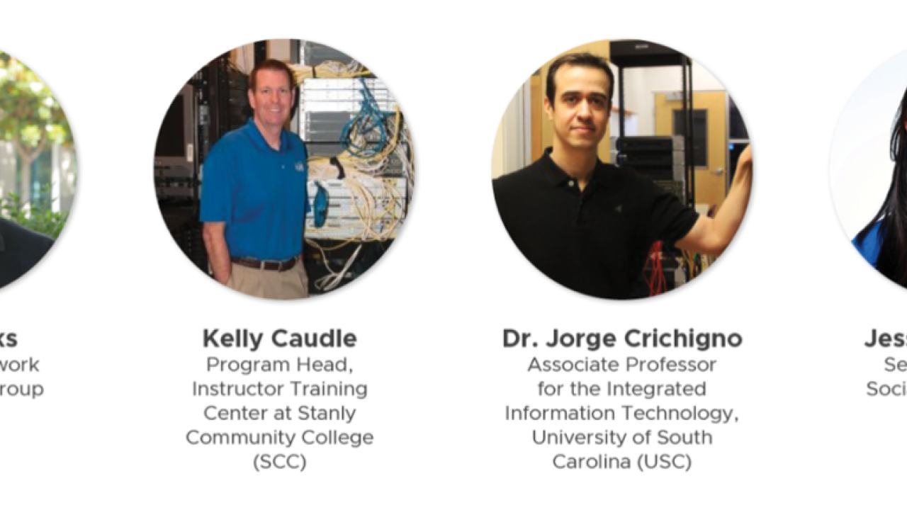 Rich Weeks (NDG), Kelly Caudle (SCC), Dr. Jorge Crichigno (USC) and Jessamine Chin (VMware)
