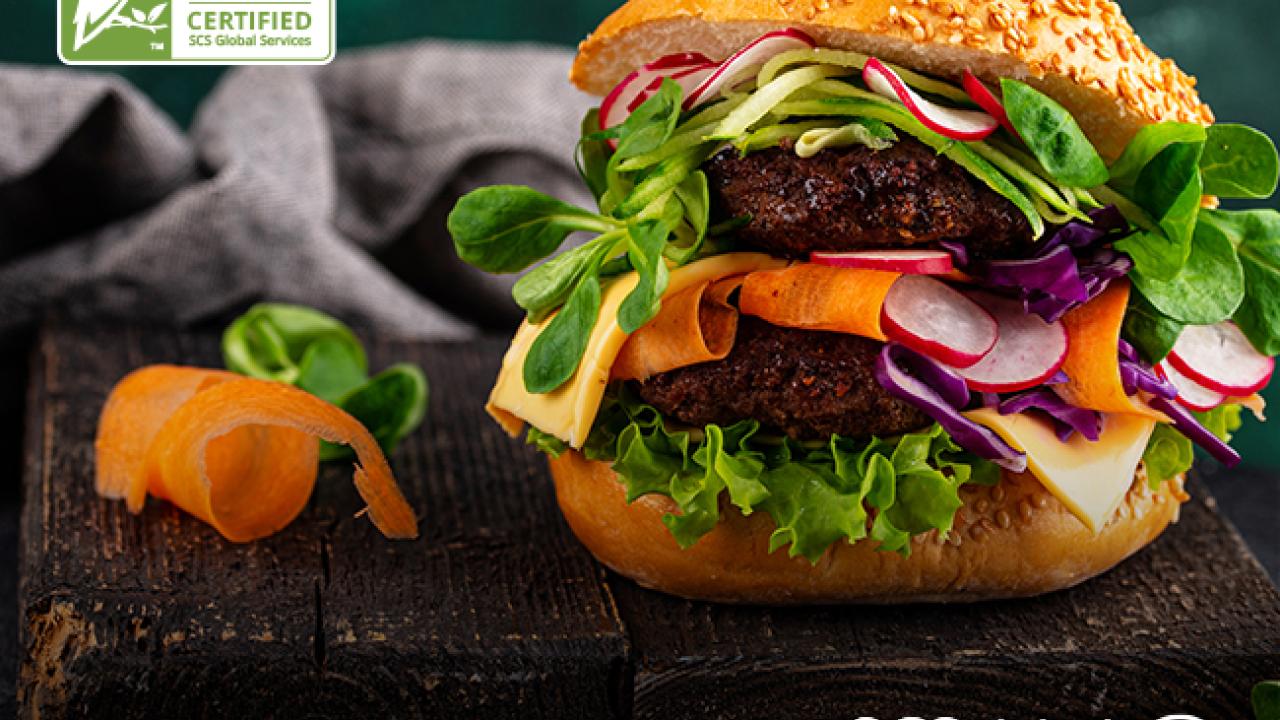 SCS Plant-based Certification with a large sandwich