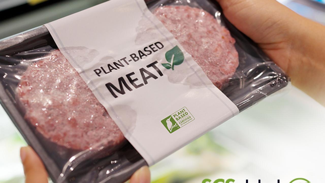 Person holding plant-based meat package