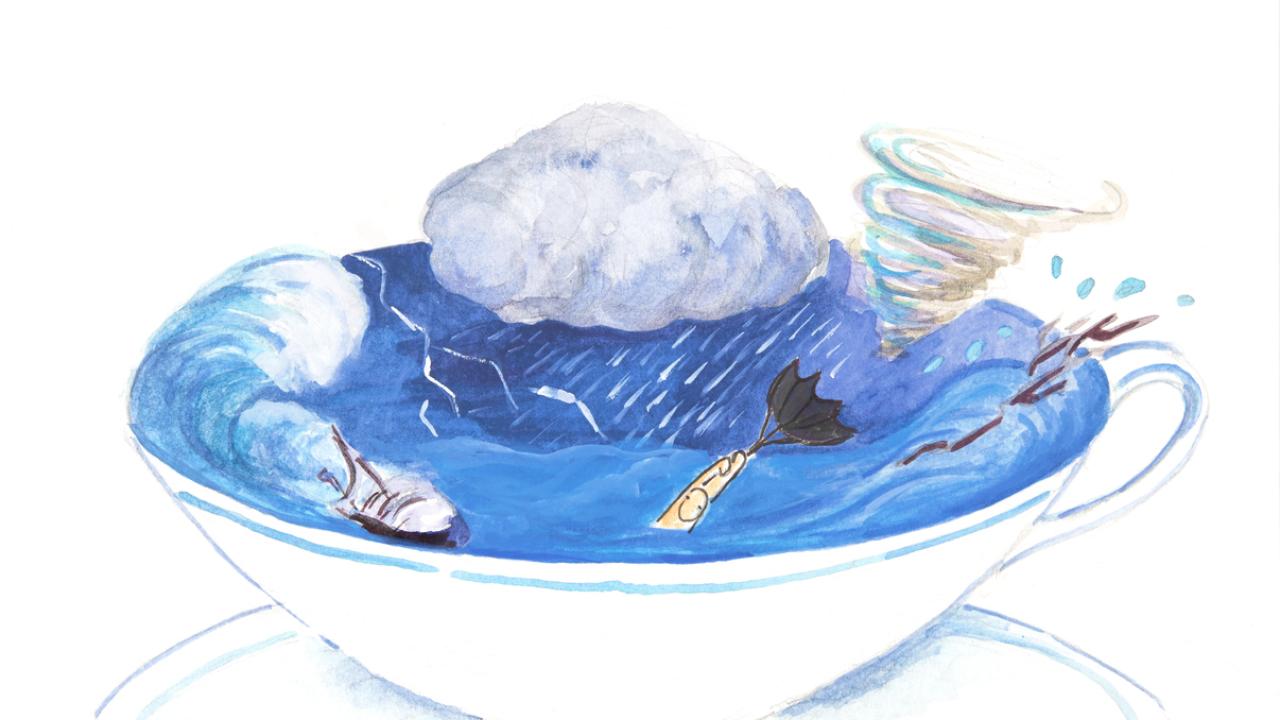 Teacup with polar vortex inside