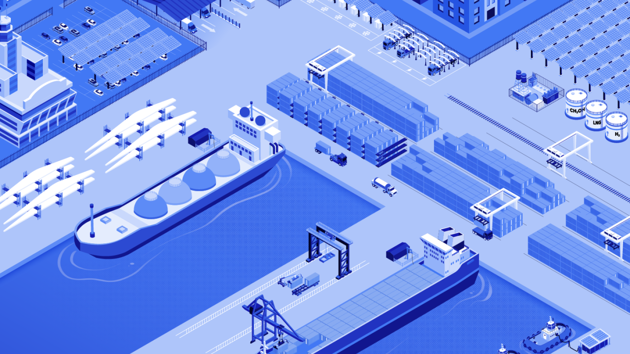 Drawing of a port of the future