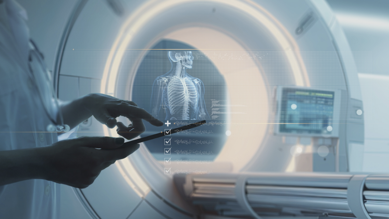 Doctor shown using an MRI.