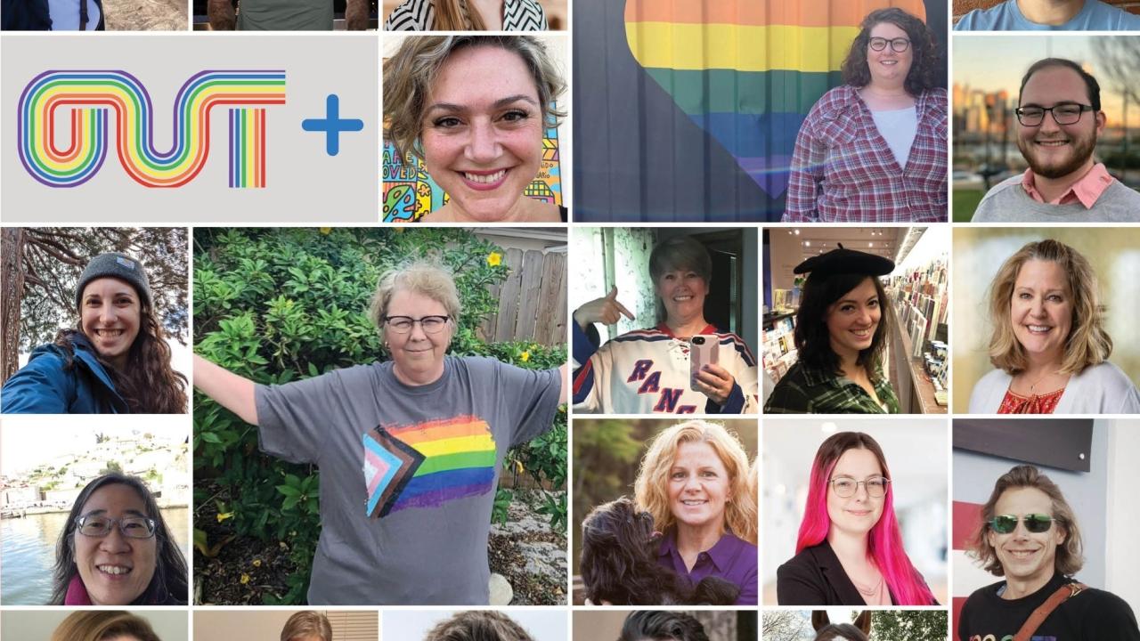 Collage of employees in CRB's Out+Allies employee resource group 