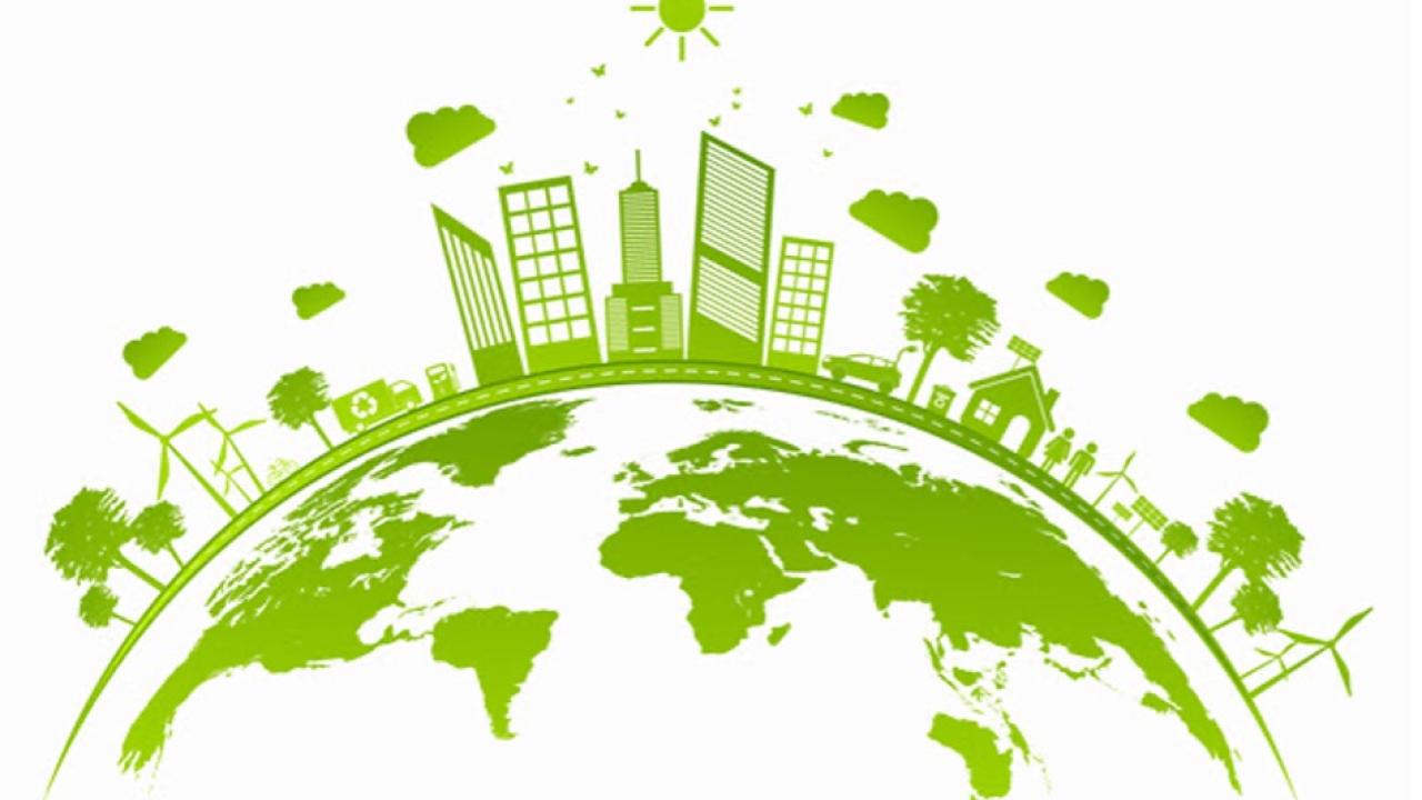 abstract picture of city skyline over a globe