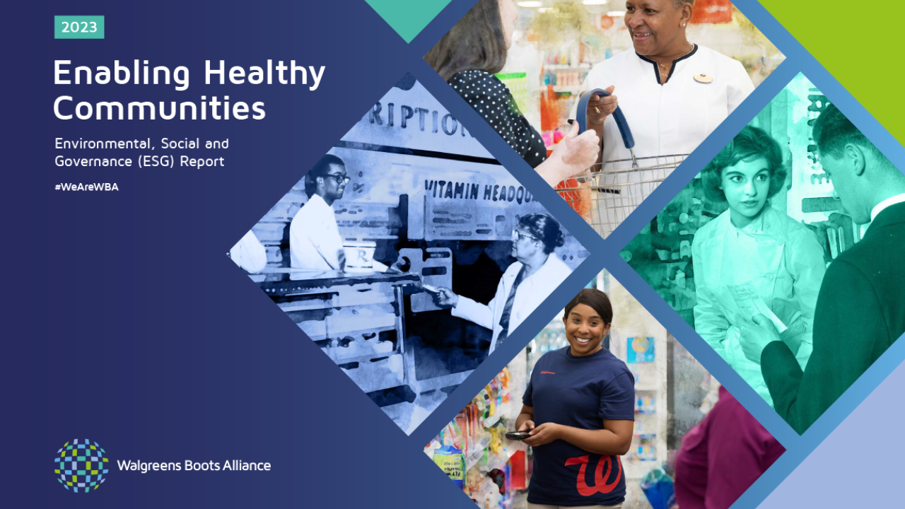 Walgreens Boots Alliance 2023 ESG Report Cover: Enabling Healthy Communities